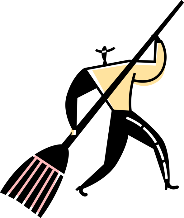 Vector Illustration Of Street Sweeper Cleaner Sweeps - Illustration (591x700)