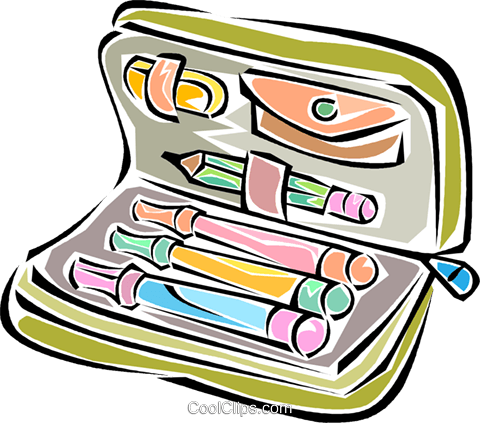 Pencil Case Royalty Free Vector Clip Art Illustration - Classroom Objects Pencil Case (480x423)