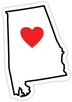 I Love Alabama State Outline - Sign (375x360)