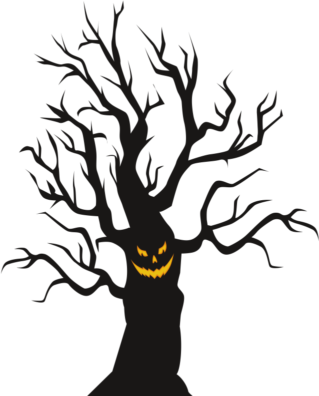 Pin Spooky Tree Clip Art - Halloween Tree Cartoon Png (654x800)