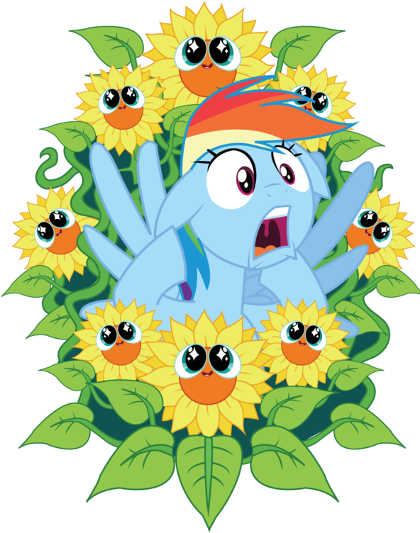 Clip Art Royalty Free Stock Artist Xkappax Beautiful - Sunflower Scares Rainbow Dash (600x760)