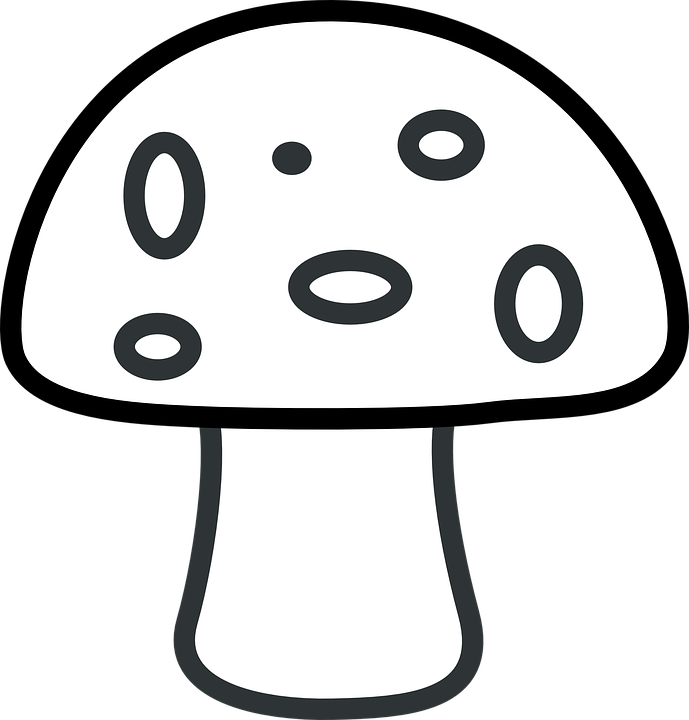 Easy Coloring Pages - Mushroom Clipart Black And White (689x720)