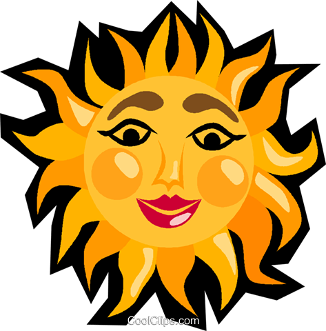 The Smiling Sun Royalty Free Vector Clip Art Illustration - Summer (473x480)