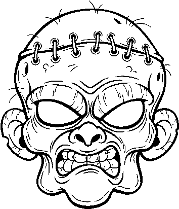 Zombie Face Coloring Page - Dibujos De Halloween De Zombies (600x470)