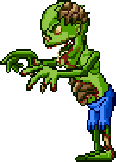 By Ffman On Deviantart - Pixel Art Zombie Png (484x605)