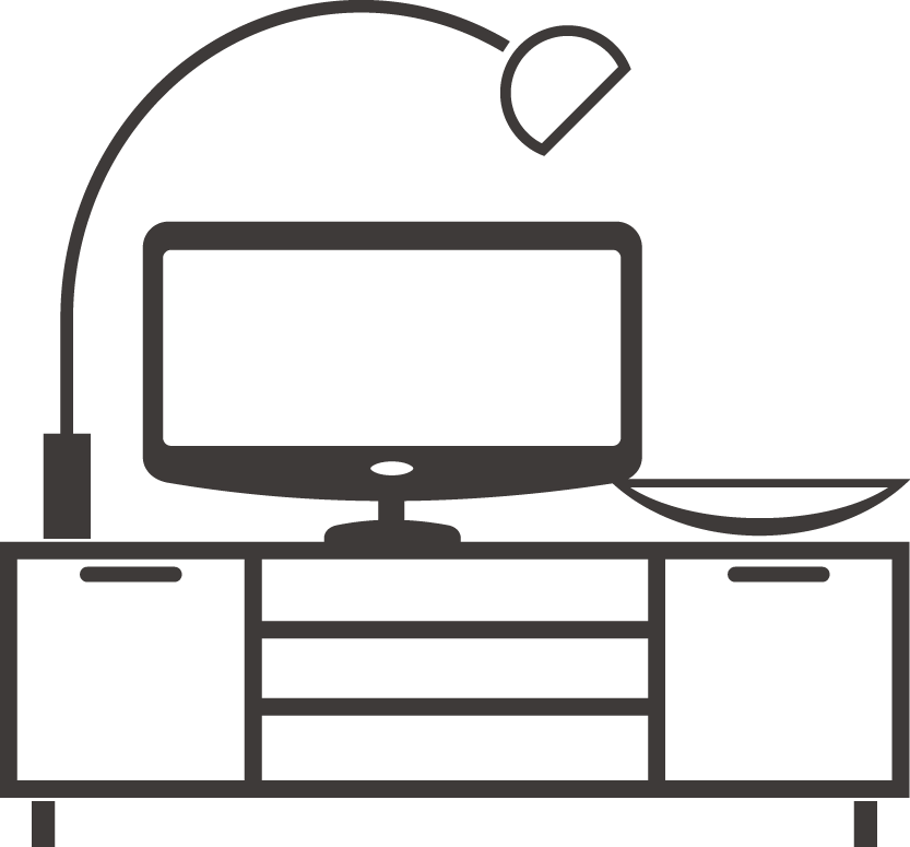 Free Online Tv Desk Lamp Home Vector For Design Sticker - Cabinetry (833x775)