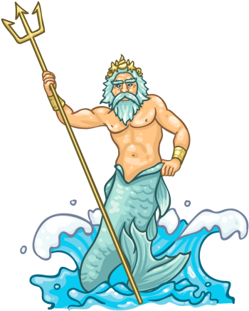 A Cartoon Picture As He Walk Away - Transparent Poseidon (440x440)
