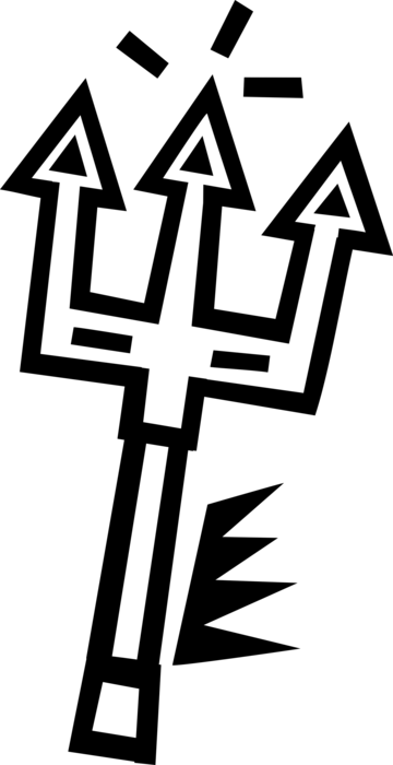 Vector Illustration Of Trident Of Poseidon Three-pronged - Cross (360x700)
