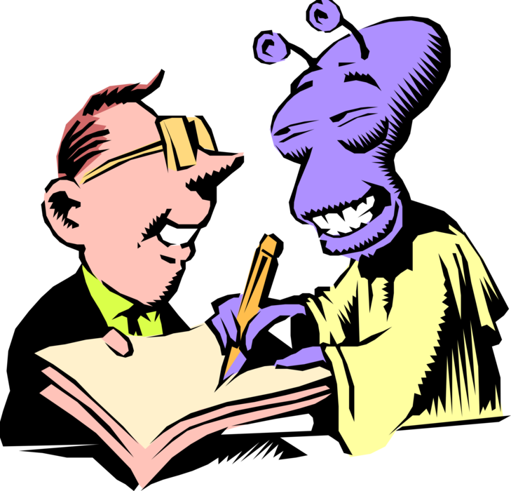 Vector Illustration Of Extraterrestrial Space Alien - Morality (729x700)