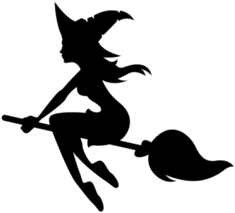 Young Witch On Broom - Silhouette Of A Witch (360x360)