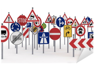 A Lot Of Traffic Signs Over White Background Sticker - Lot Of Street Signs (400x400)