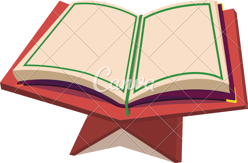 Quran On Brown Stand And Holy Book Of Muslims - Illustration (800x527)