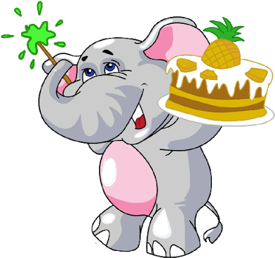 Cartoon Baby Elephant Clip Art - Birthday Cartoon Images Png (400x400)