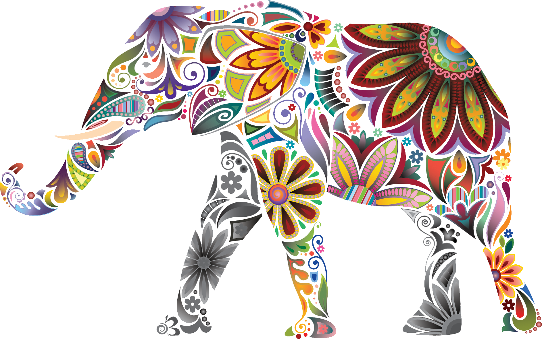 Elephant Zentangles, Elephant, Clip Art, Doodles, Pointillism, - Elephant (1886x1181)
