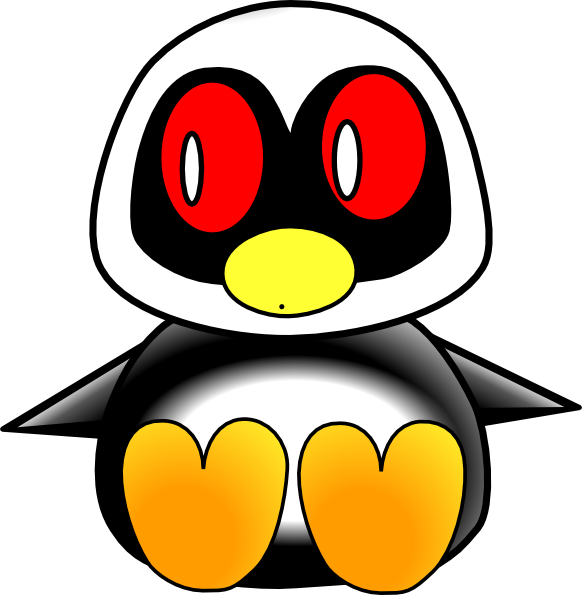 Red Eye Clip Art At Clker - Pinguino Bebe Animado Tierno (582x595)