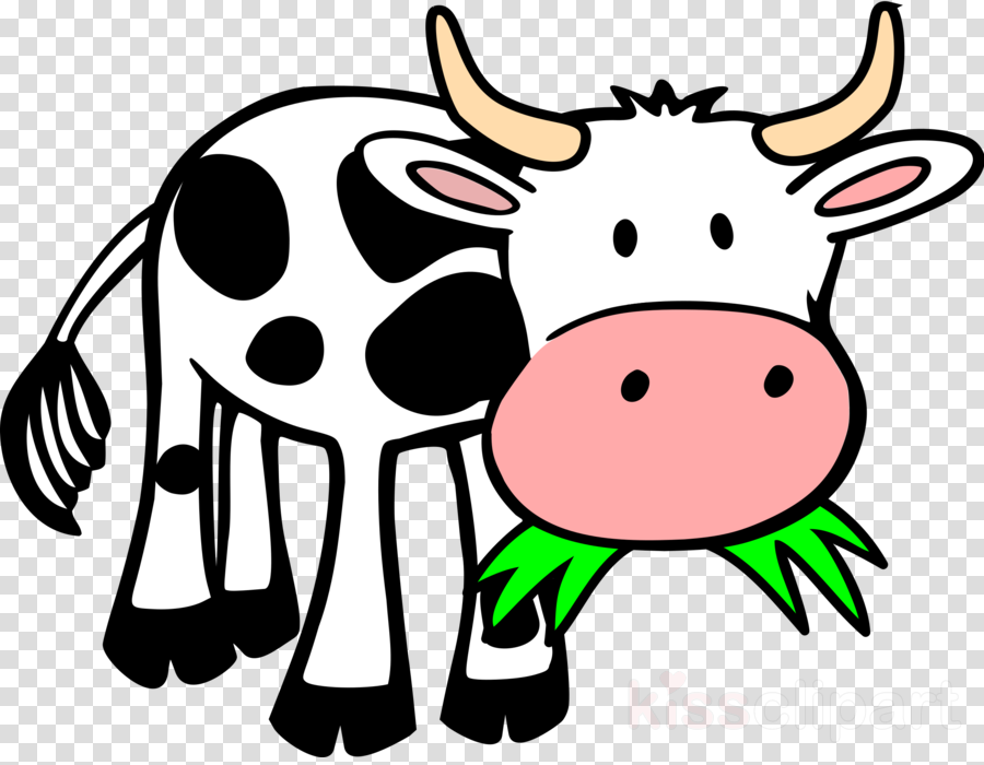 Cartoon Cow Eating Grass Clipart Cattle Clip Art - Cow Farm Animals Clipart (900x700)