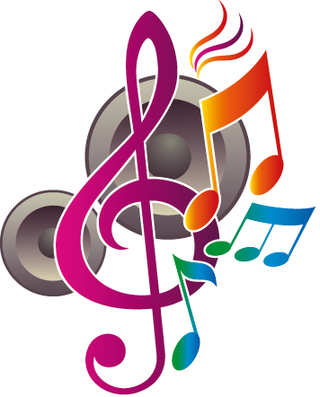 Speakers Clipart Music Notes - Feliz Noche Con Musica (356x442)