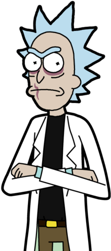 Png Black And White Library Rick Transparent Evil - Rick And Morty Clipart (246x499)