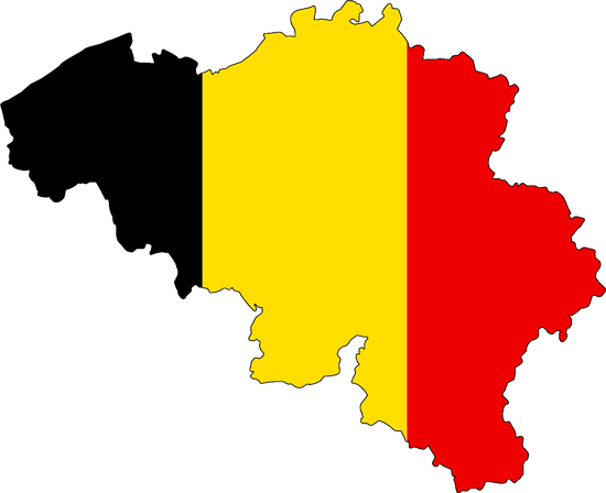 Belgium, Map, Flag, Land, Country, Borders - Belgium Flag In Country (550x448)