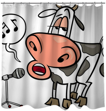 Singing Cow Cartoon Illustration Shower Curtain • Pixers® - Cow Singing (400x400)