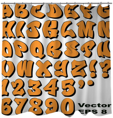 Graffiti Letters And Numbers Shower Curtain • Pixers® - Grafetie Letters And Numbers (400x400)