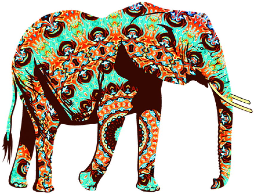 Free Png Colorful Elephant Tribal And Pop Fu Shower - Designed Elephants (850x649)