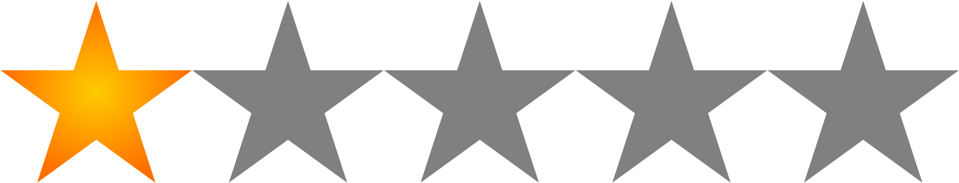 1 Out Of 5 Stars - 1 Star Rating Png (2000x411)
