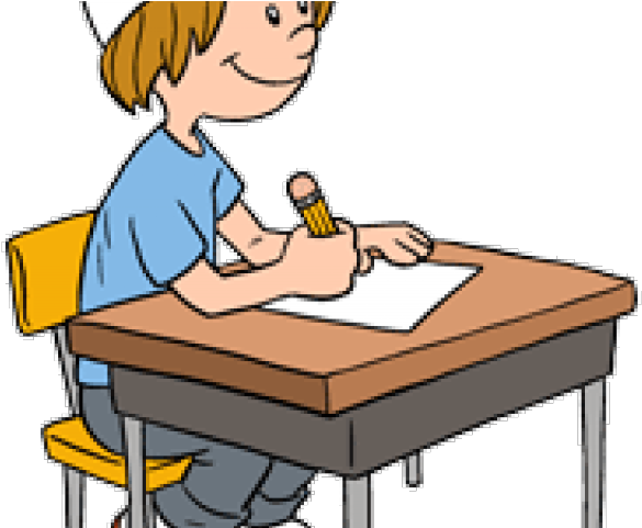 Art Clip Student Work At Desk - Working Boy Clipart (640x480)