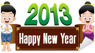 Vinilo Pixerstick Niños Tailandeses Con Feliz Año Nuevo - Bearskin An Urban Fairytale (400x400)