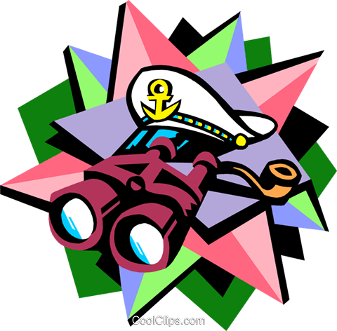 Captain's Hat And Binoculars Royalty Free Vector Clip - Captain's Hat And Binoculars Royalty Free Vector Clip (480x472)