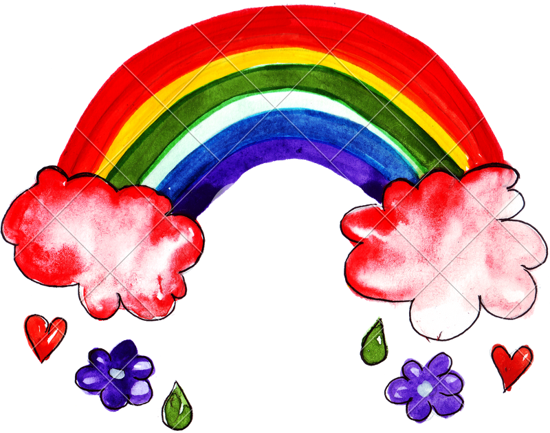 Hand Drawing Of Colorful Watercolor Rainbow - Hand Drawing Of Colorful Watercolor Rainbow (800x629)