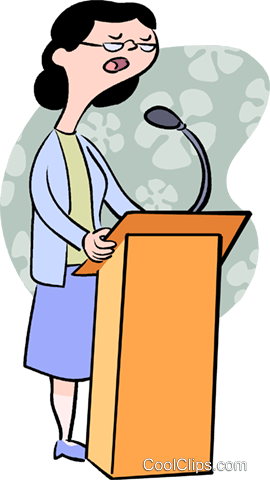 Woman Speaking At A Podium Royalty Free Vector Clip - Woman At Podium Clipart (270x480)