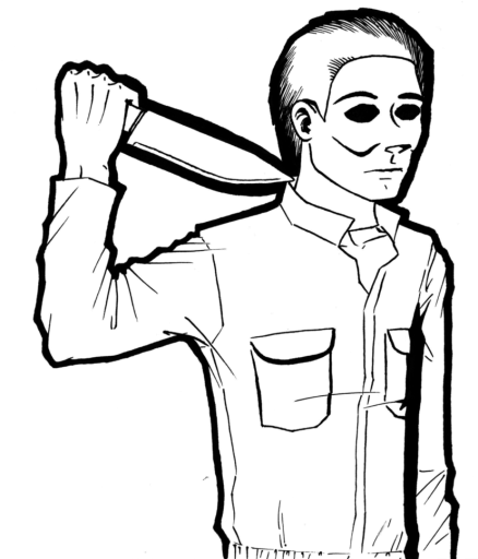 Medium Size Of Coloring Pages Halloween Mike Myers - Easy Michael Myers Drawing (438x512)