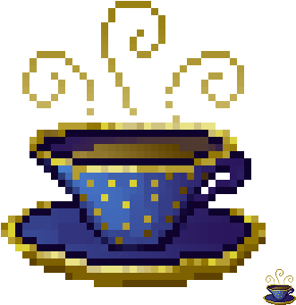 Blue Pixeled Teacup With Gold Details - Pixel Art Tea Cup (400x400)