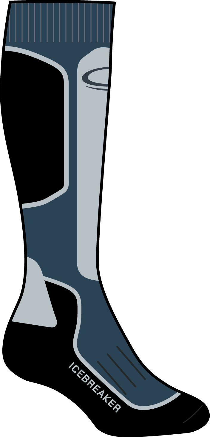 Icebreaker Mens Ski Light Otc Oil/black/silver - Sock (704x1467)