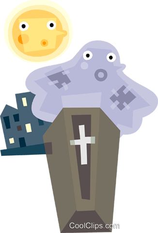 Ghost And A Coffin Royalty Free Vector Clip Art Illustration - Cartoon (326x480)