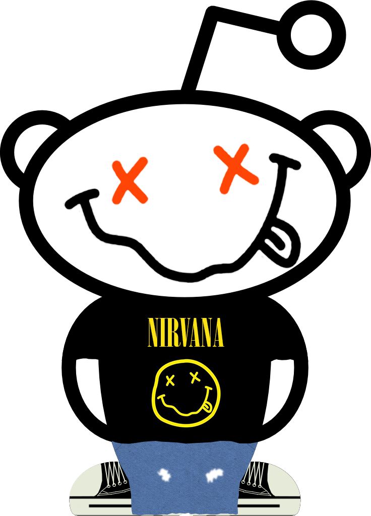 I Created A Little Nirvana Reddit Alien - Monkey With Orange Eyes Logo (736x1024)