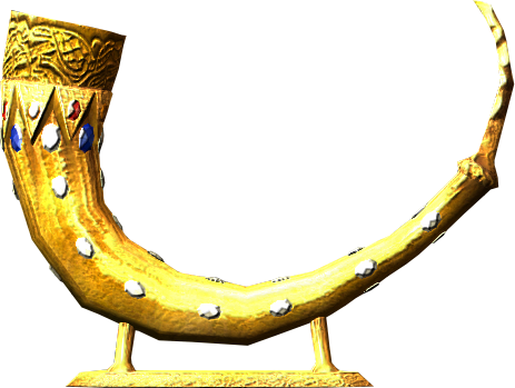 Ornate Drinking Horn Elder Scrolls Wikia Television - Golden Horn Png (463x349)