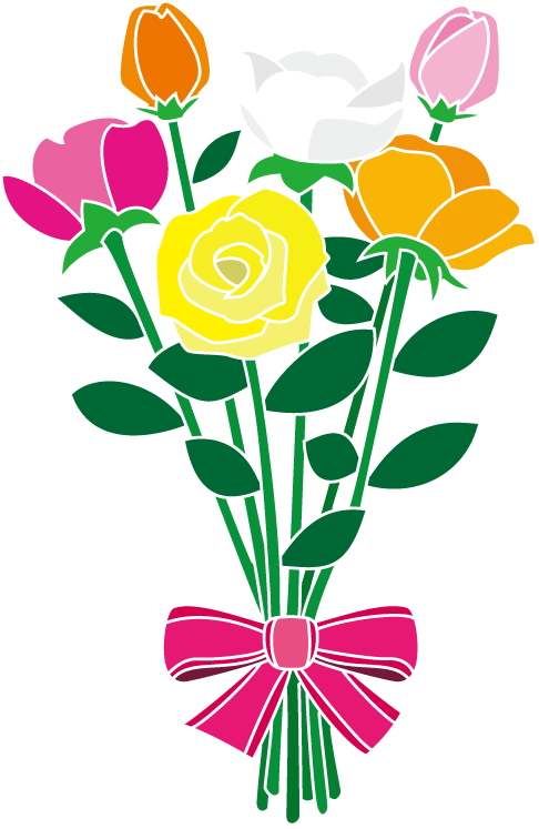 花束-16イラスト Clip Art - Hybrid Tea Rose (486x747)