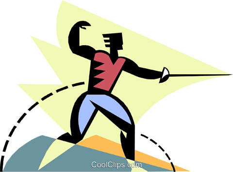 Man Fencing Royalty Free Vector Clip Art Illustration - Coming In September 2019 (480x355)