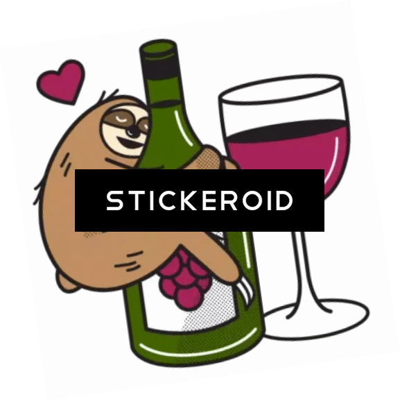 Wine Sloth - Вино Стикер (577x578)