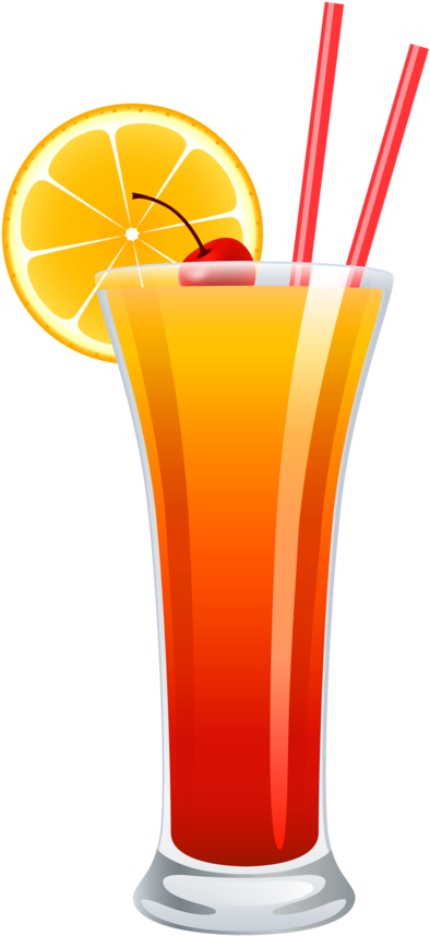 Sunrise Clipart Png - Tequila Sunrise Cocktail Png (419x875)