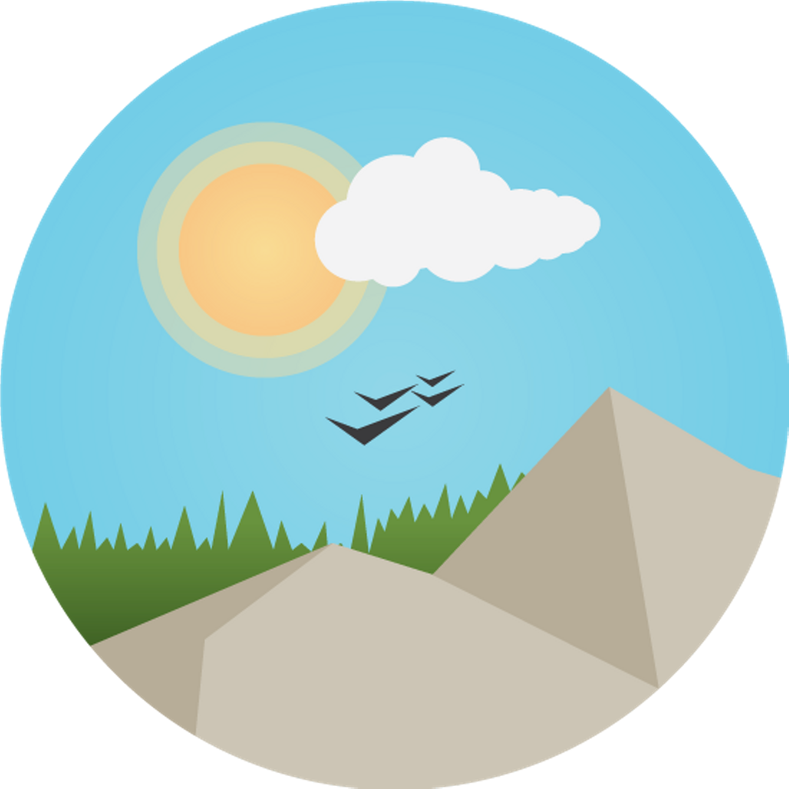 Hill Clipart Sunrise - Circle (1600x1600)
