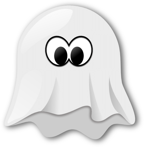 Cute Ghost Clipart - Cartoon Ghost Black Background (588x600)