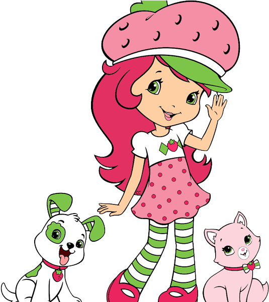 Strawberry Shortcake Cartoon Strawberry Shortcake Berry - Strawberry Shortcake With Pupcake And Custard (550x600)