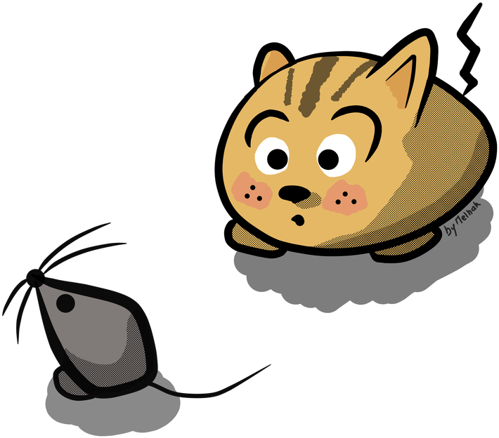 Kawaii Bubz Cat And Mouse By Melhak - Cat Grabs Treat (1024x774)