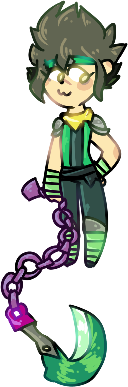 Fan Creationguy With Weird Spiky Hair And A Kusarigama - Cartoon (887x1665)