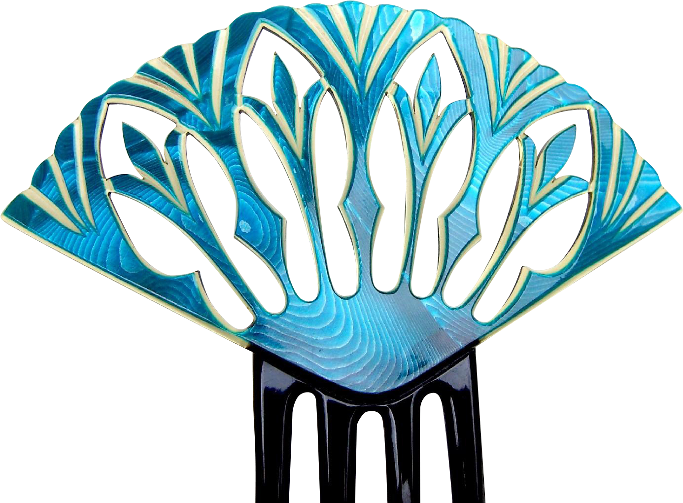 Art Deco Blue Egyptian Revival Style Spanish Hair Comb - Illustration (1385x1385)