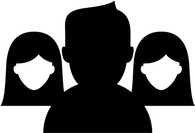 Group Close Up With Man Dark Silhouette In Front Vector - Icon (400x400)