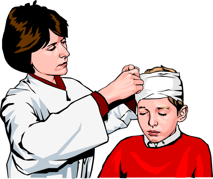 Boy Gets Head Bandage - Enfaixado Png (832x700)